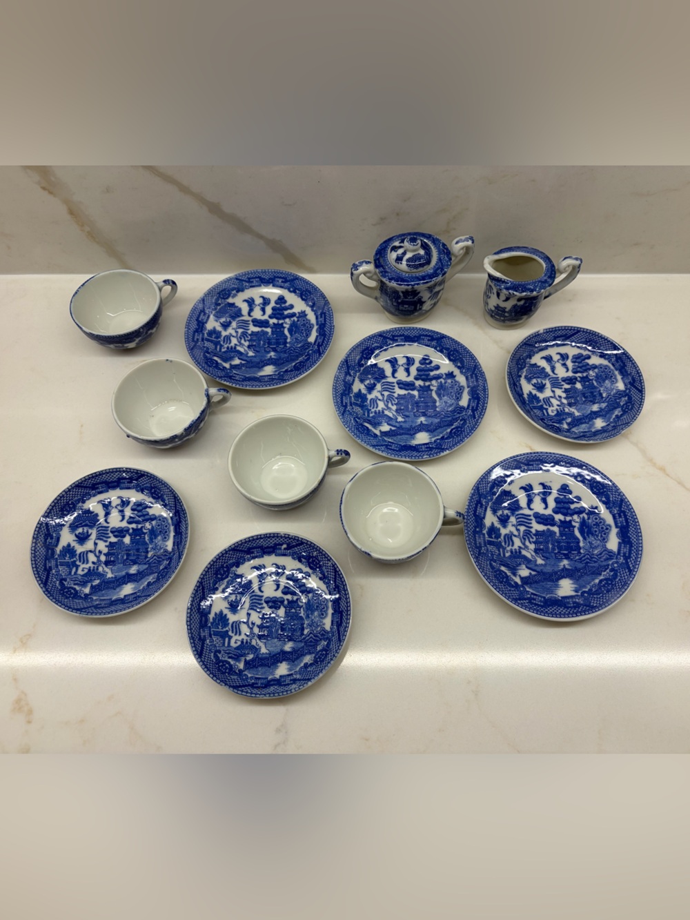 Vintage Blue Willow Child's Miniature Tea Set Made In Japan 11 Pieces Japan